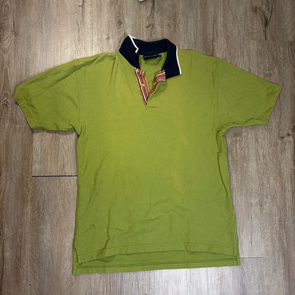 Coogi Mens Polo Shirt Sleeve Small Lime Green Knit Summer *READ
